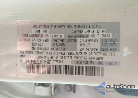 2020 Mazda Cx-30 from USA, damaged, VIN 3MVDMBBL0LM114993